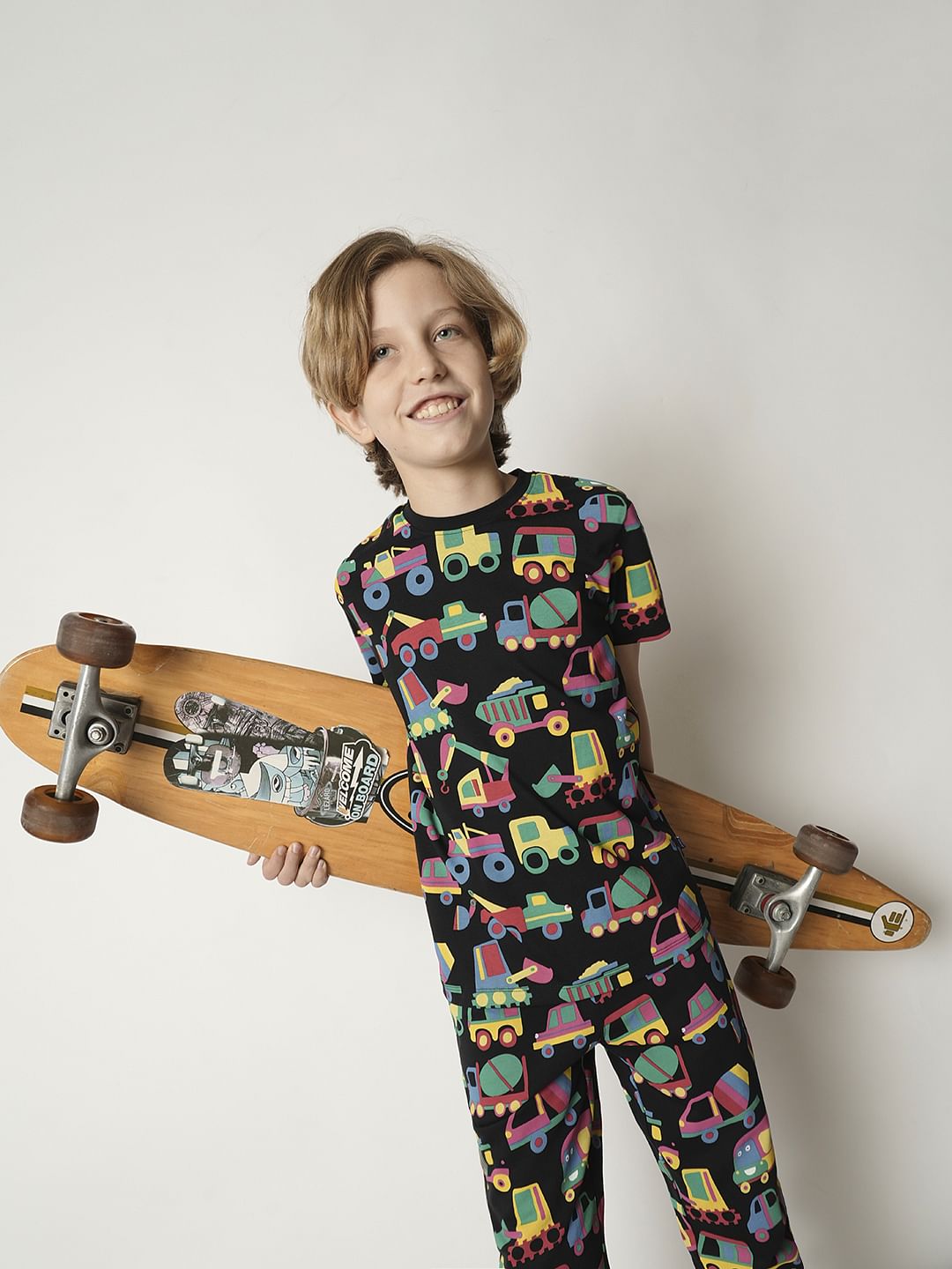 Boys Black Car Print Co-ord Set T-shirt