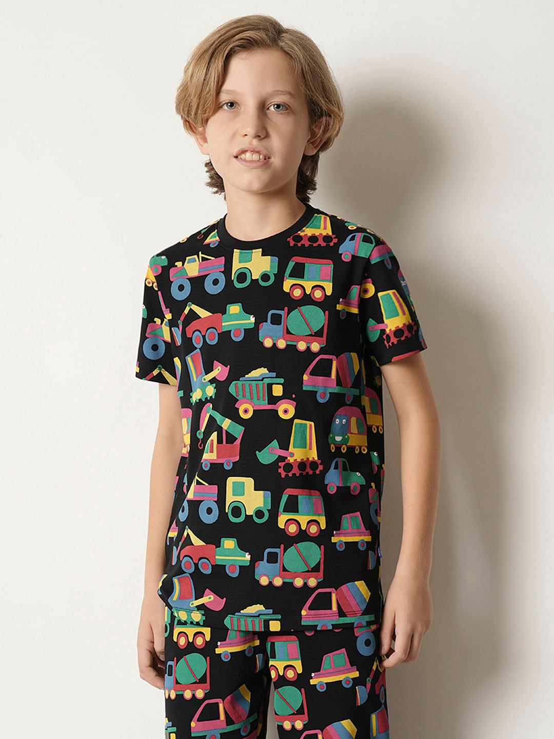 Boys Black Car Print Co-ord Set T-shirt