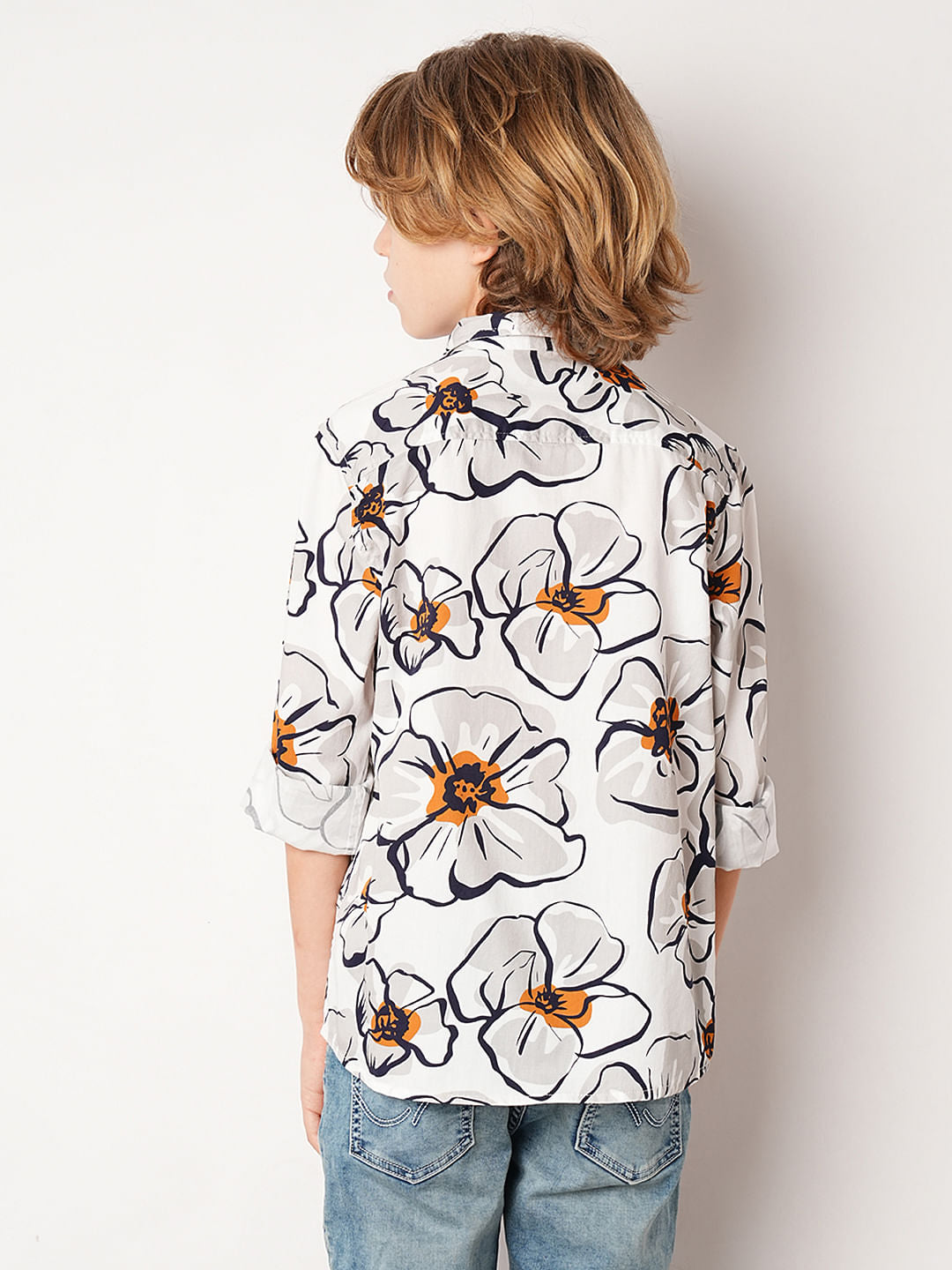 White Floral Print Shirt
