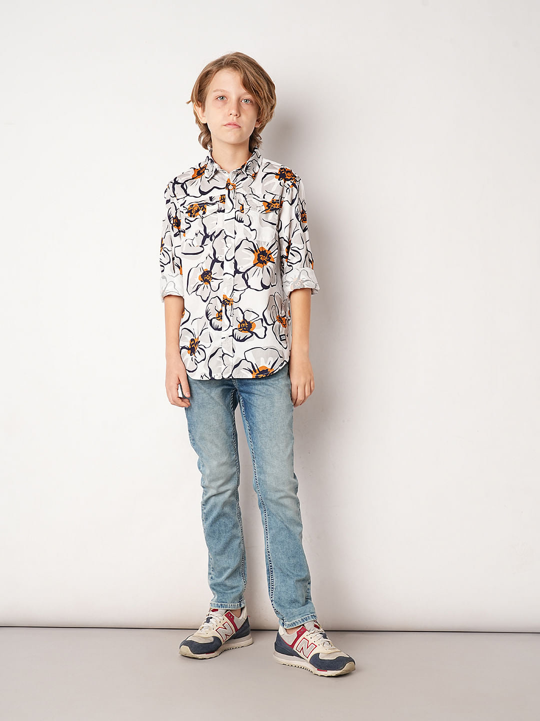 White Floral Print Shirt