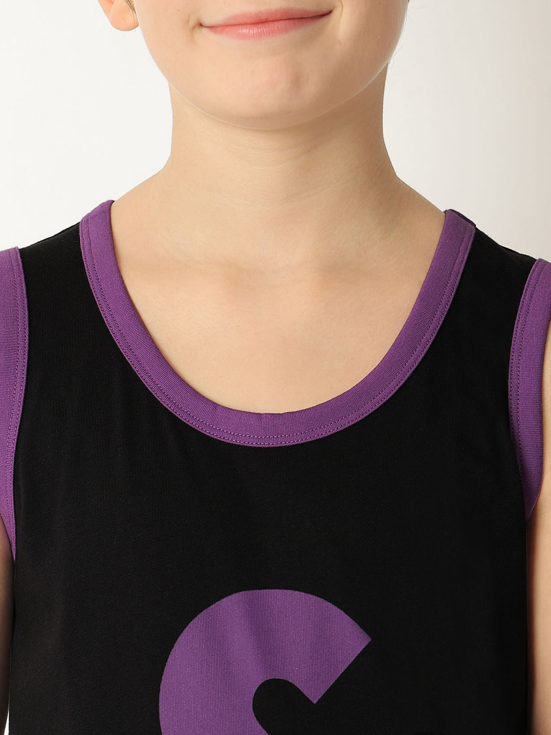 Boys Black Logo Print Sleeveless T-shirt