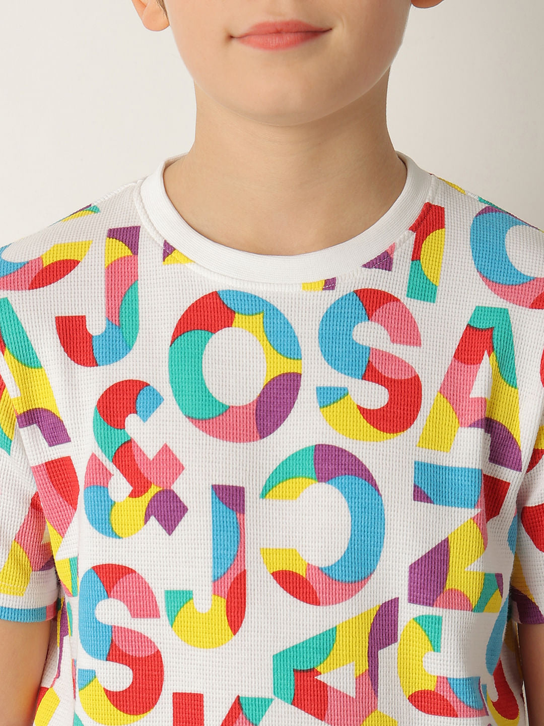 Boys White Printed Co-ord Set T-shirt