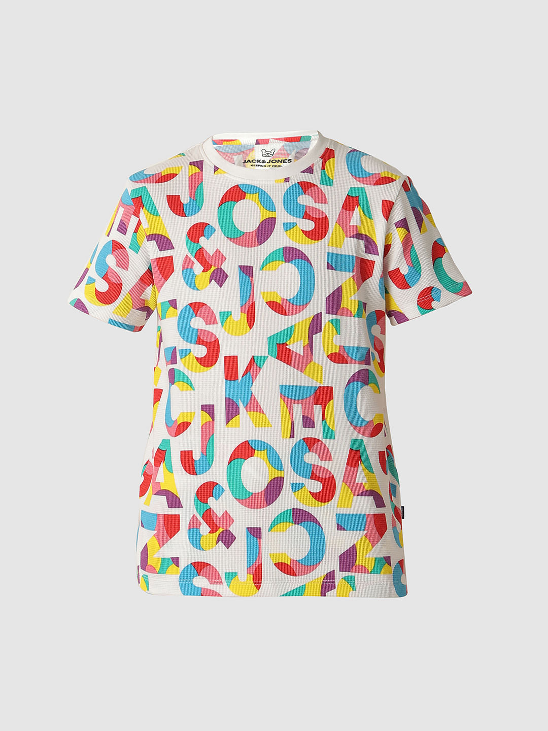 Boys White Printed Co-ord Set T-shirt