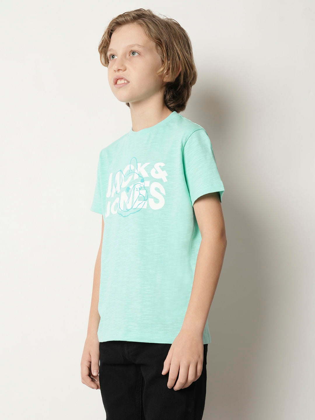 Boys Blue Logo Print Crew Neck T-shirt