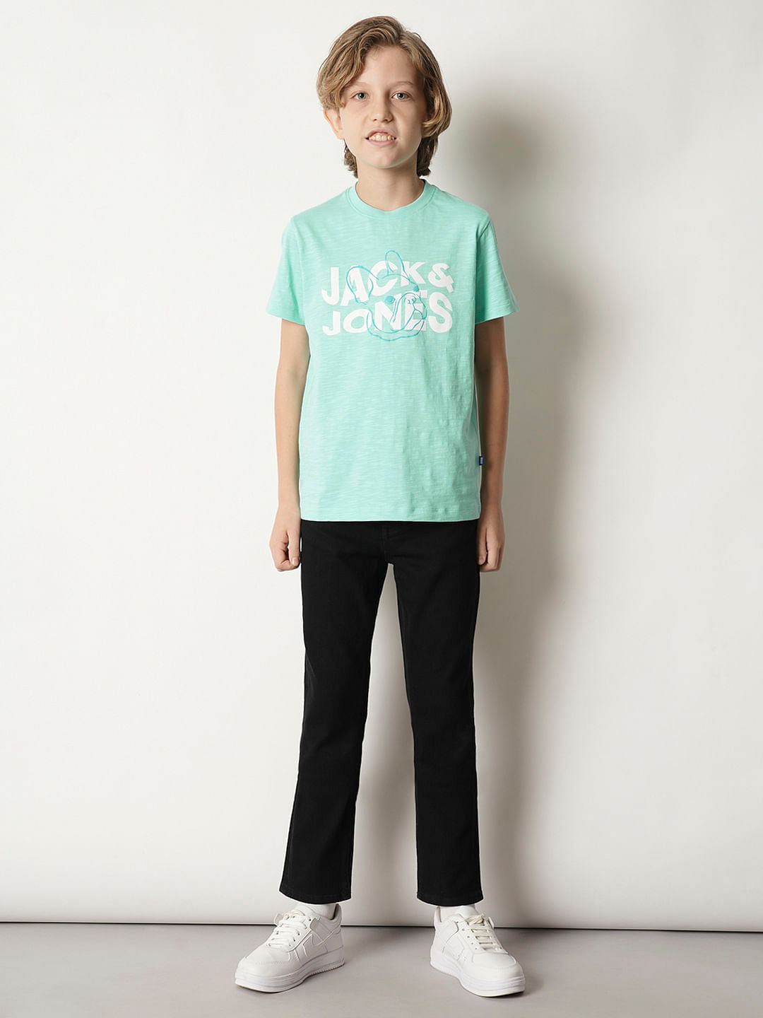 Boys Blue Logo Print Crew Neck T-shirt