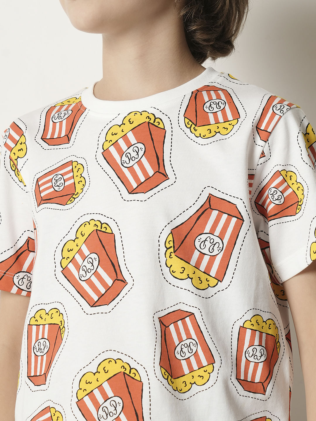 Boys Light Pink Printed Crew Neck T-shirt