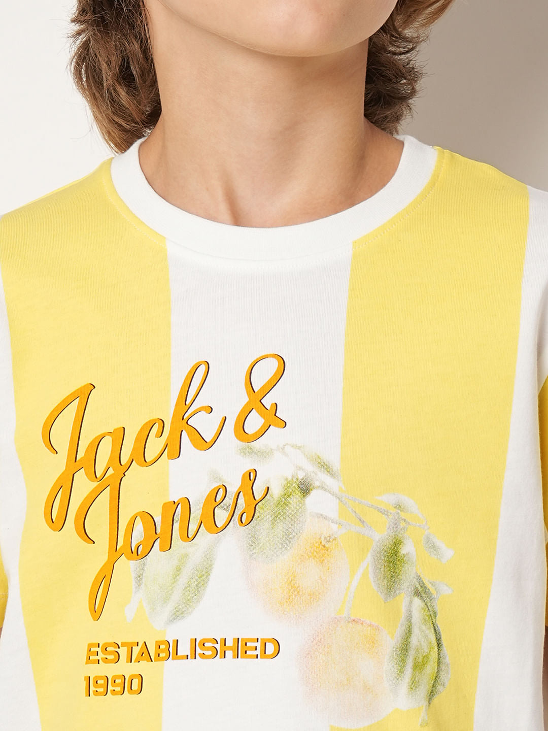 Boys Yellow Colourblocked Crew Neck T-shirt