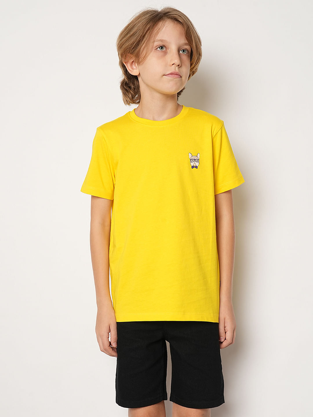 Boys Yellow Doggo Logo Print T-shirt