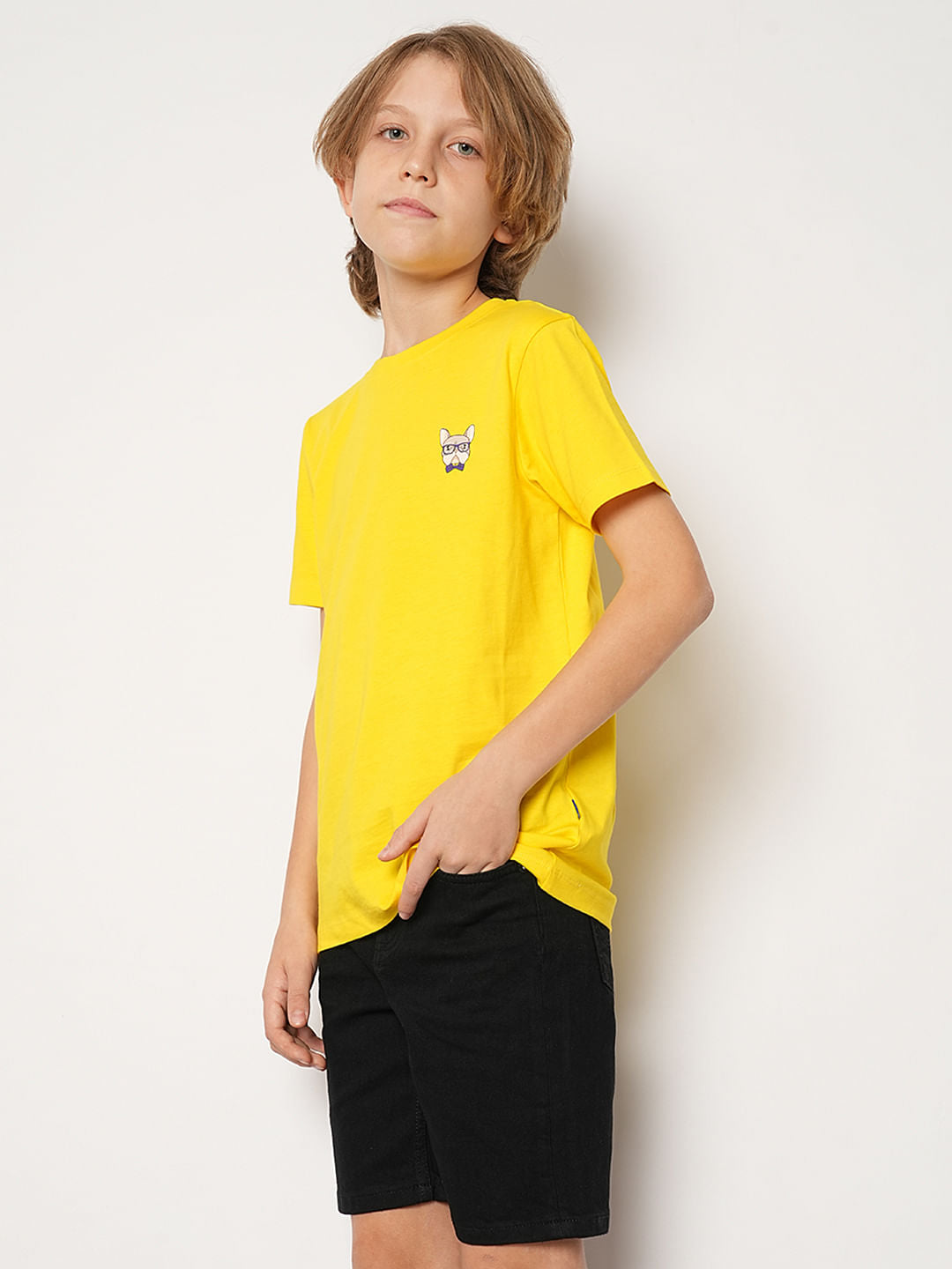 Boys Yellow Doggo Logo Print T-shirt