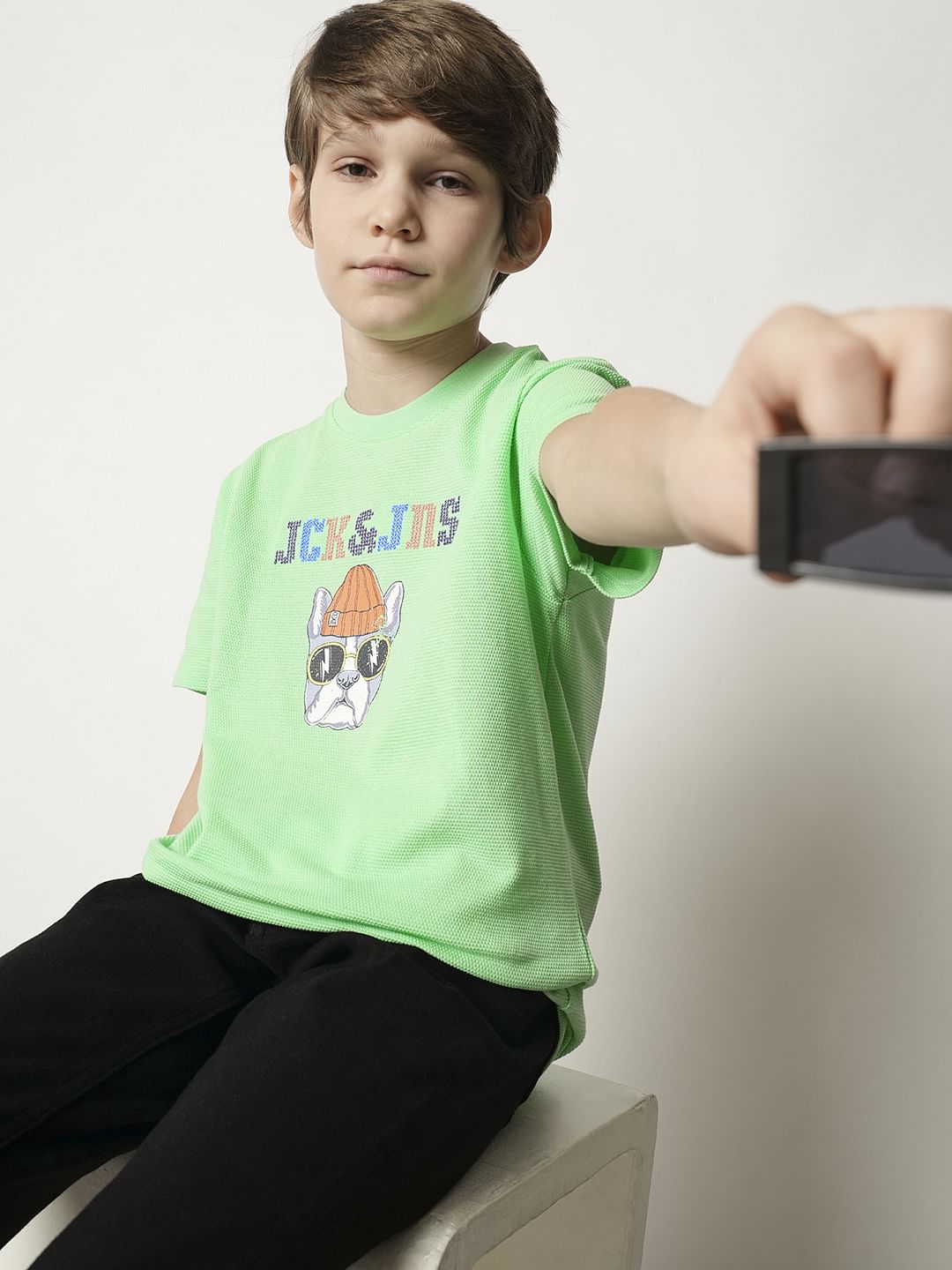 Boys Green Dot Embroidered T-shirt