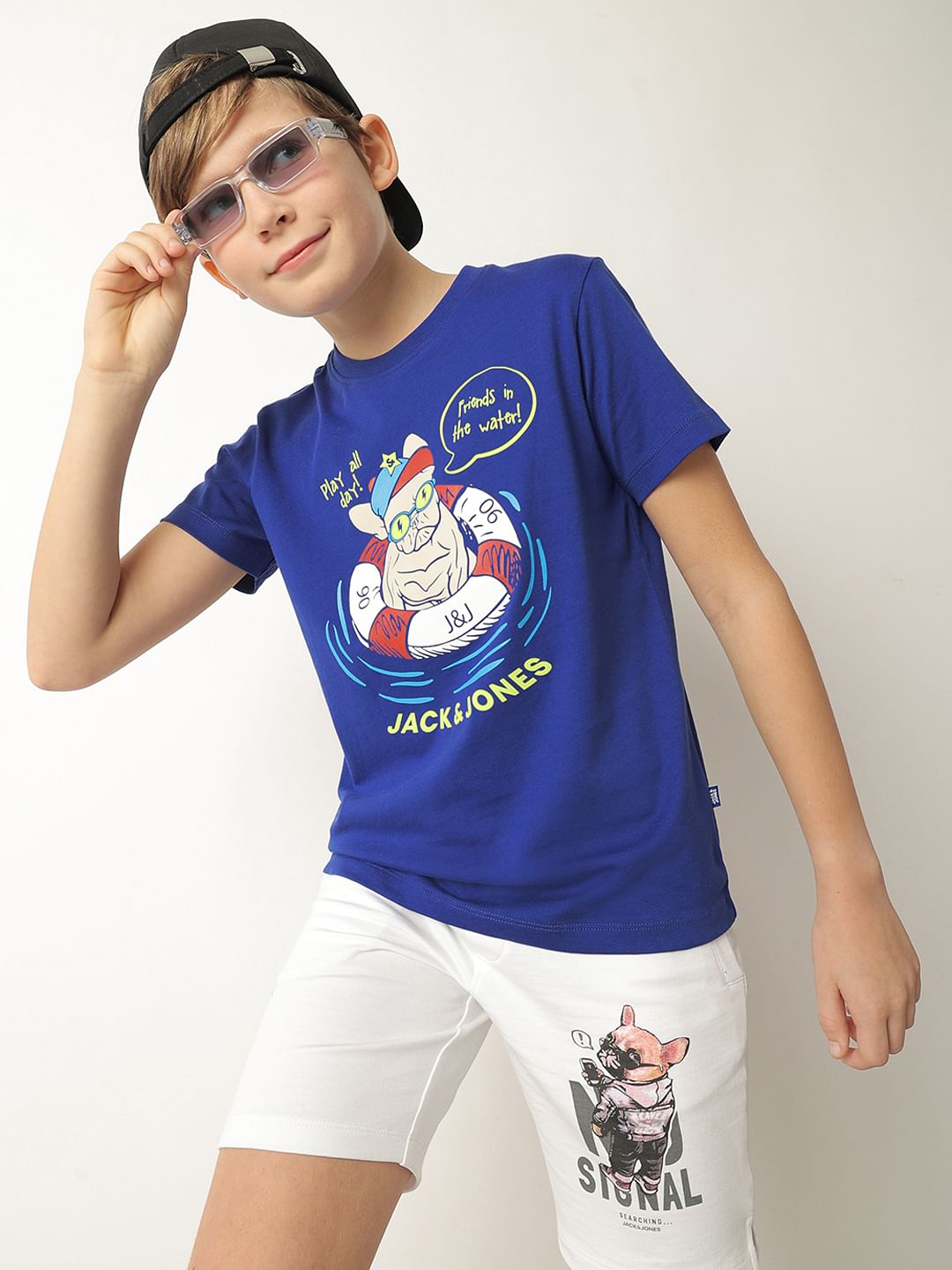 Boys Blue Graphic Print T-shirt