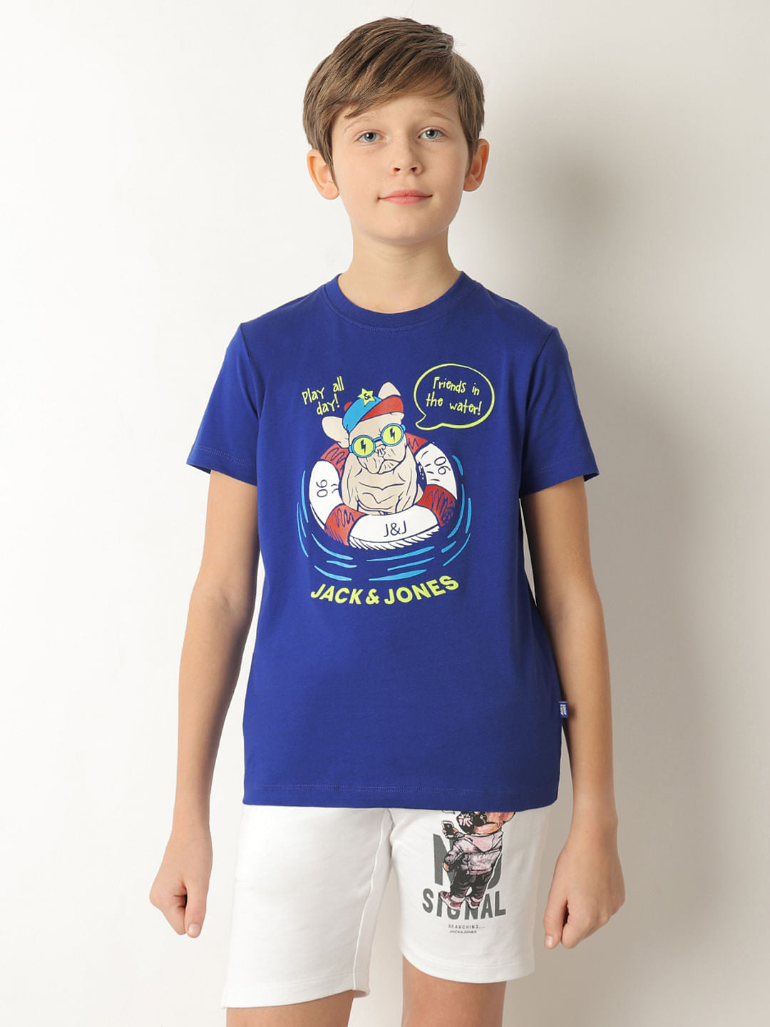 Boys Blue Graphic Print T-shirt