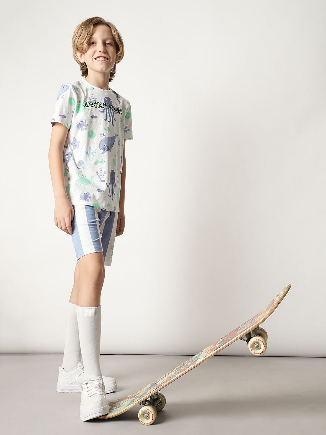 Boys White Sea-Life Print T-shirt