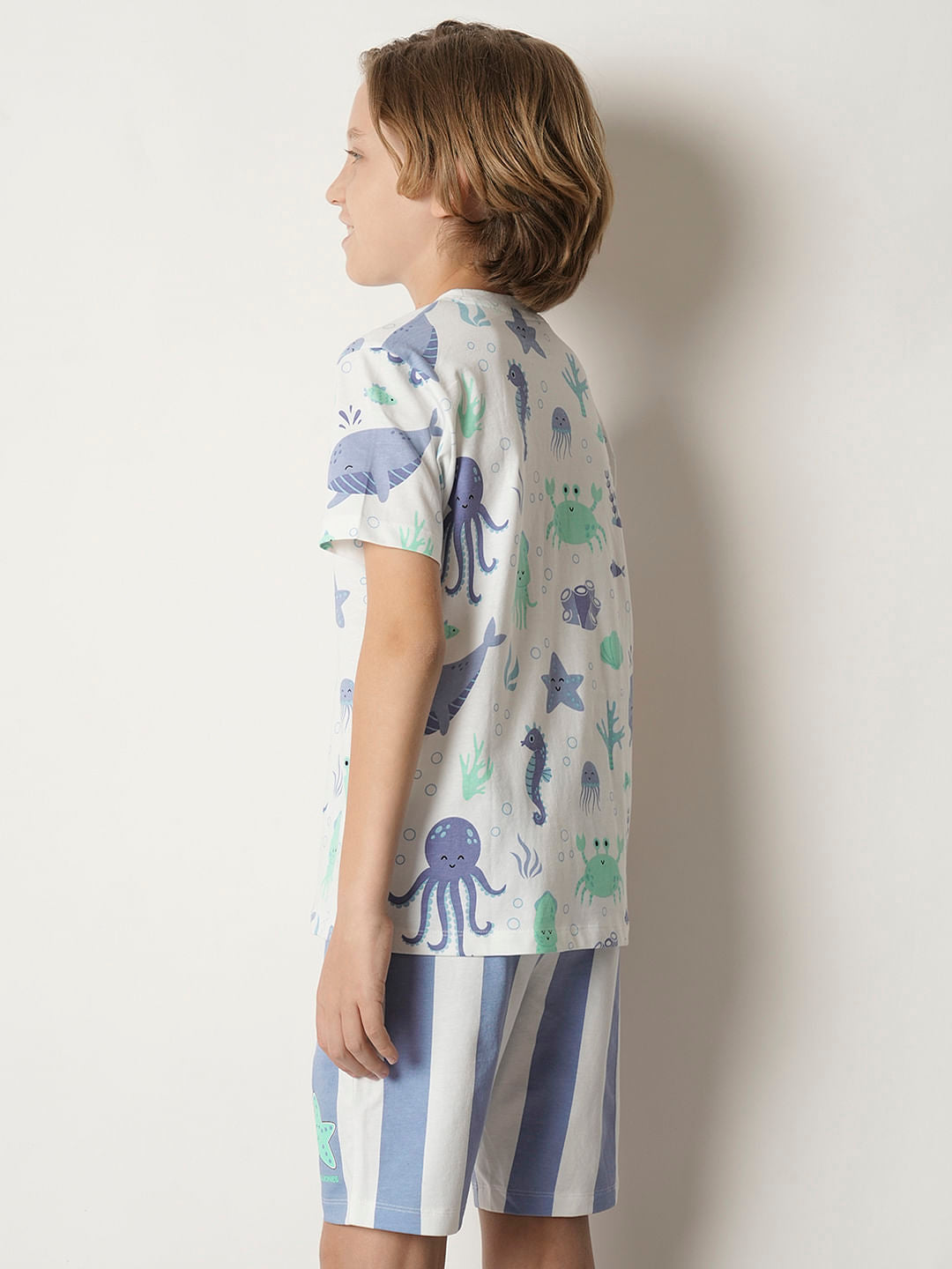 Boys White Sea-Life Print T-shirt
