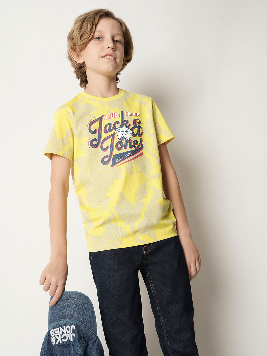 Boys Yellow Printed T-shirt