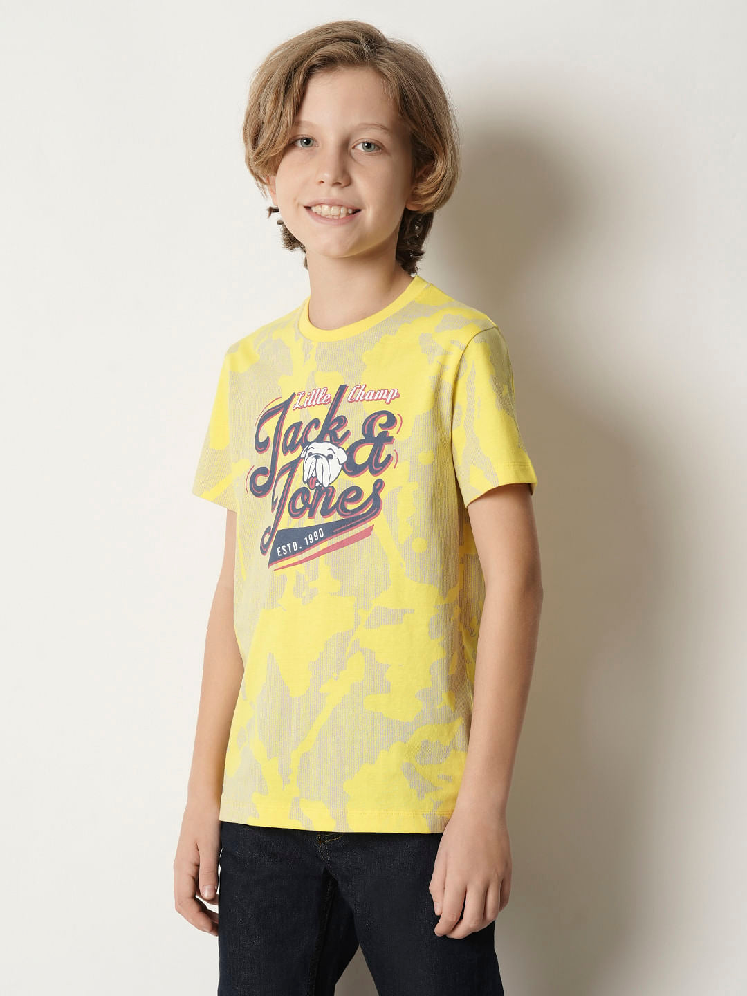 Boys Yellow Printed T-shirt