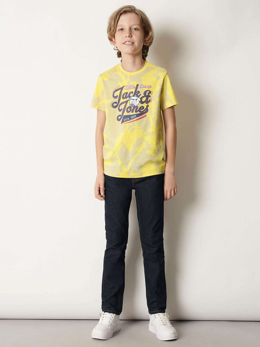 Boys Yellow Printed T-shirt