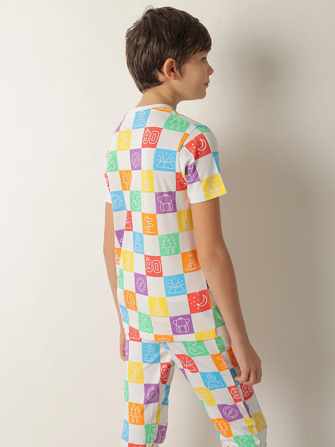 Boys White Printed Co-ord Set T-shirt