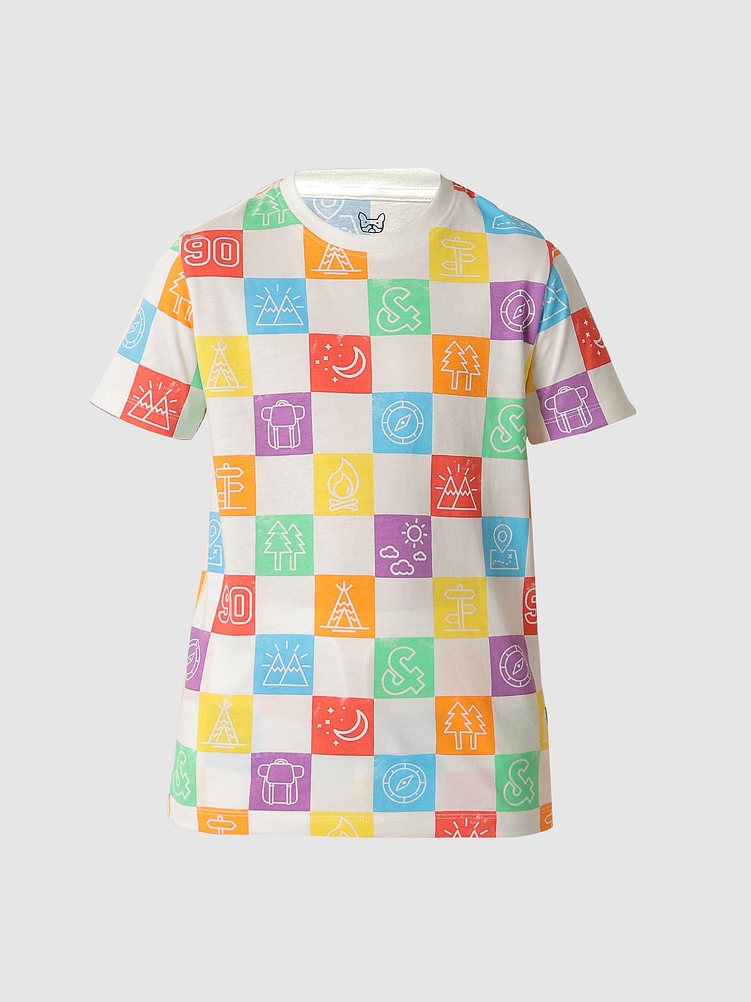 Boys White Printed Co-ord Set T-shirt