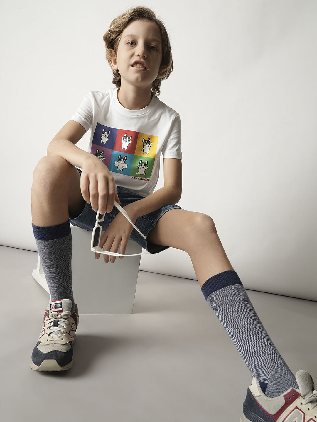 Boys White Doggo Print T-shirt