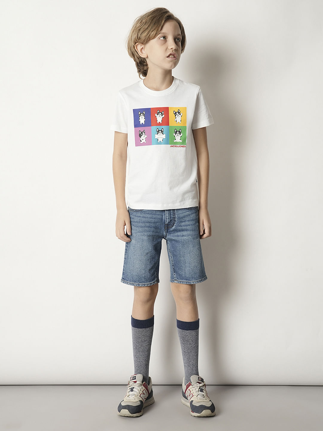 Boys White Doggo Print T-shirt