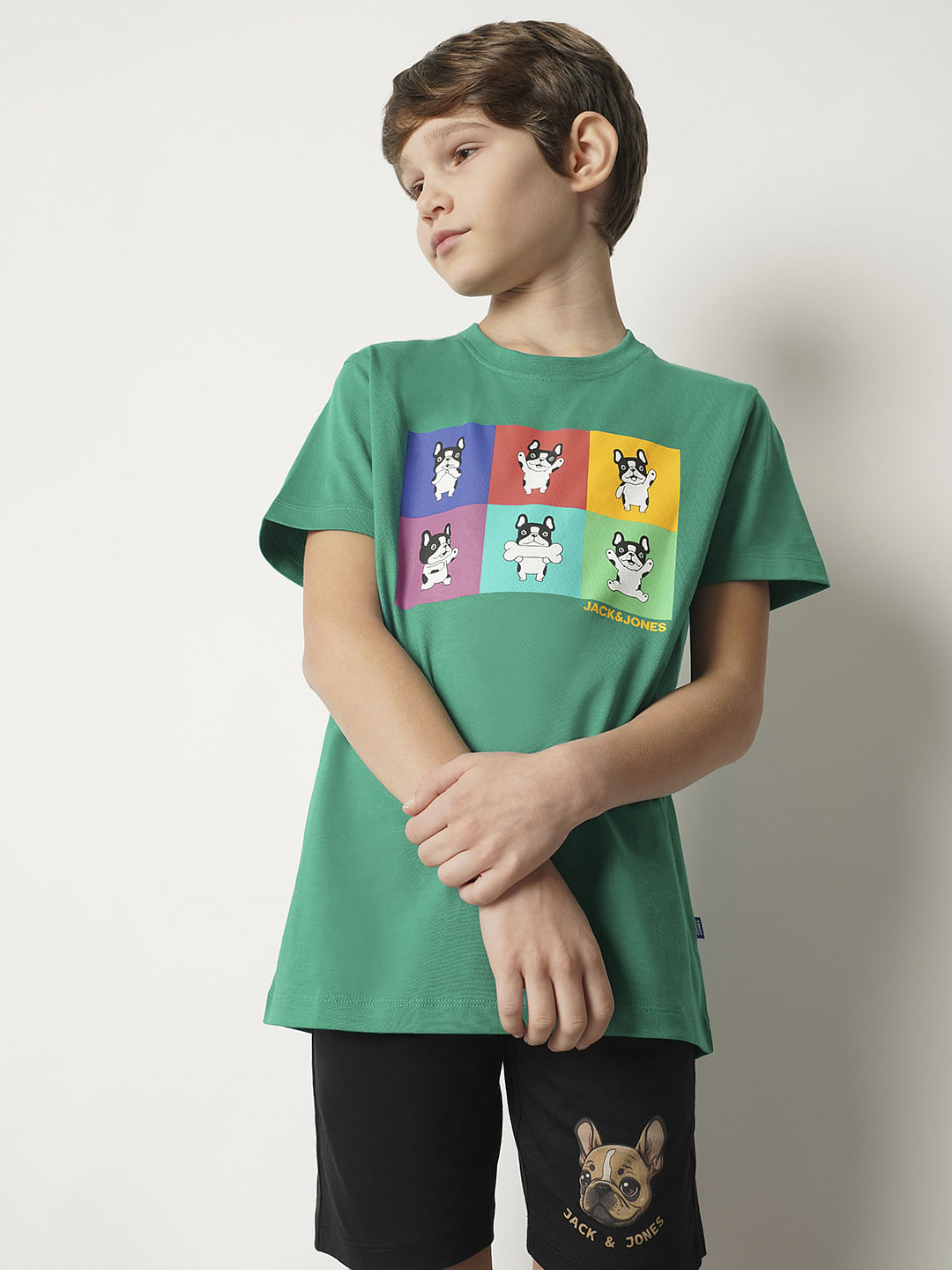 Boys Green Moody Doggo Print T-shirt