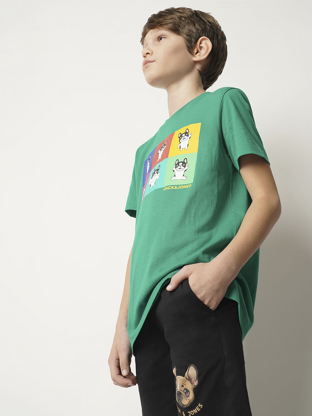 Boys Green Moody Doggo Print T-shirt
