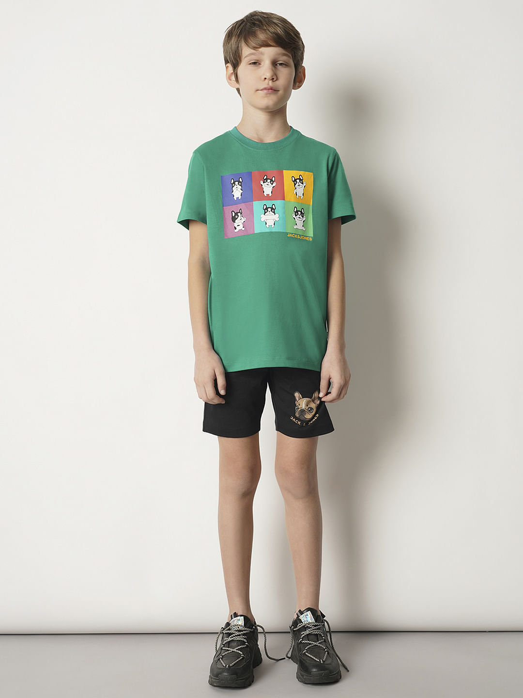 Boys Green Moody Doggo Print T-shirt