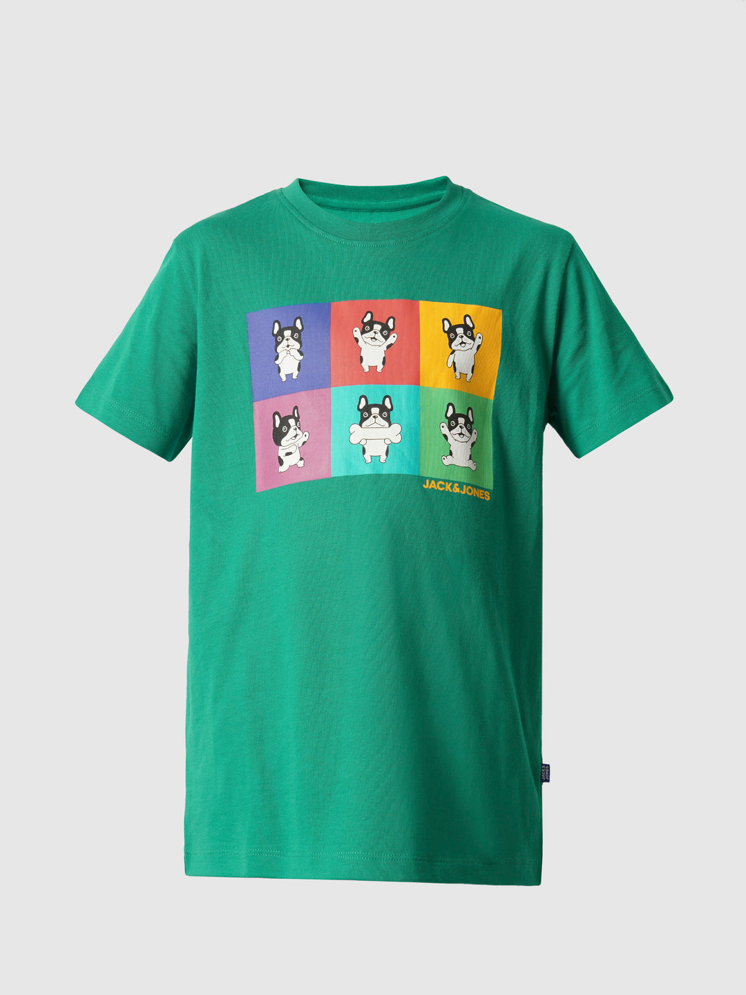 Boys Green Moody Doggo Print T-shirt