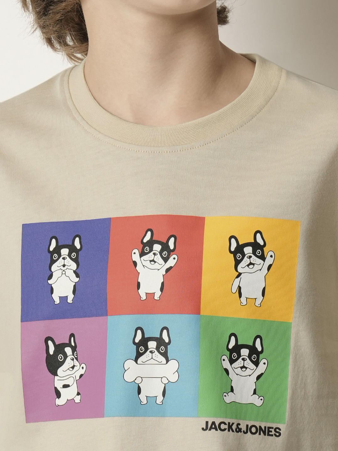 Boys Beige Doggo Print T-shirt