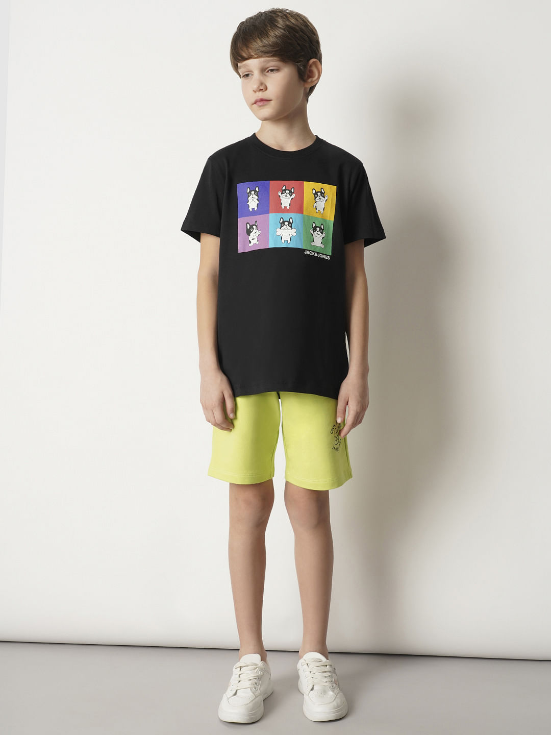 Boys Black Doggo Print T-shirt