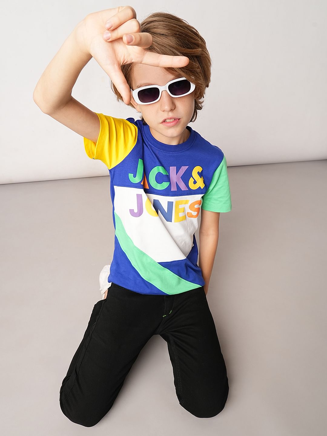 Blue Colourblocked Co-ord Set T-Shirt