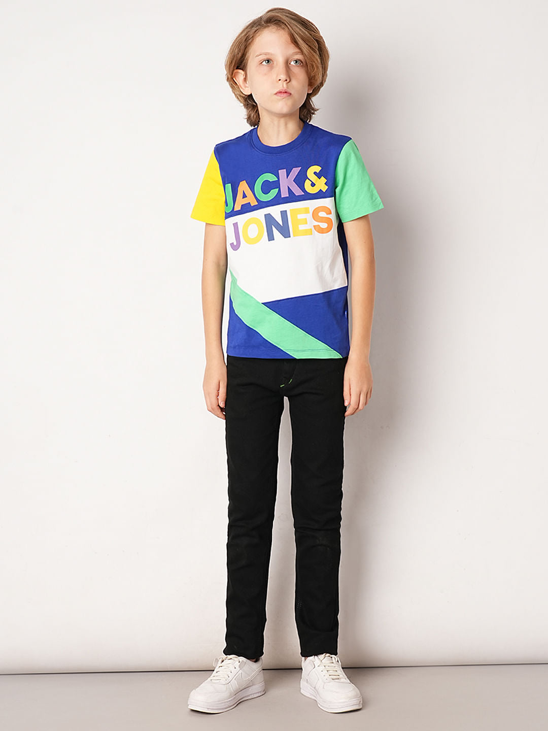 Blue Colourblocked Co-ord Set T-Shirt