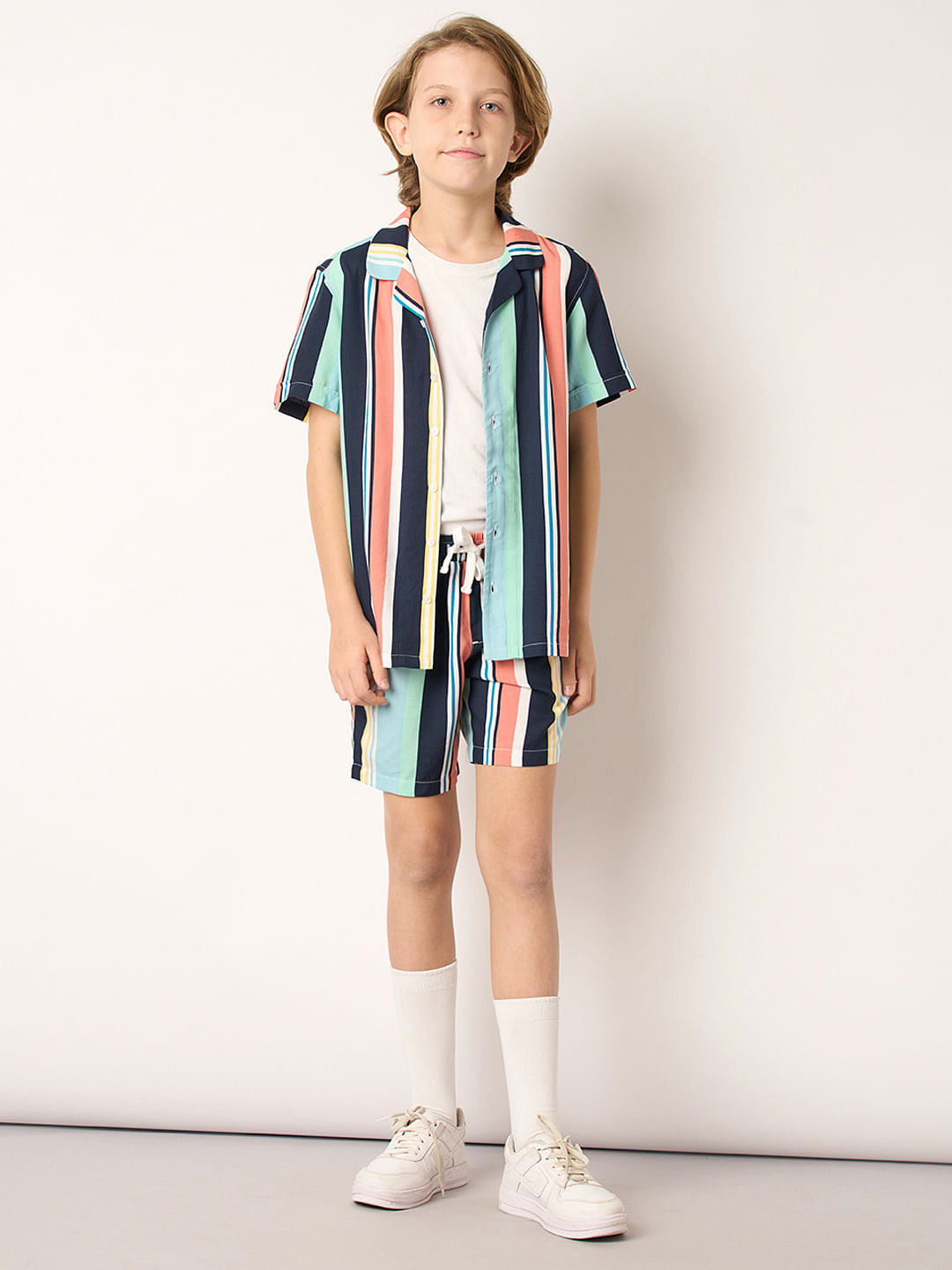 Boys Multi-Colour Striped Co-ord Set Shirt