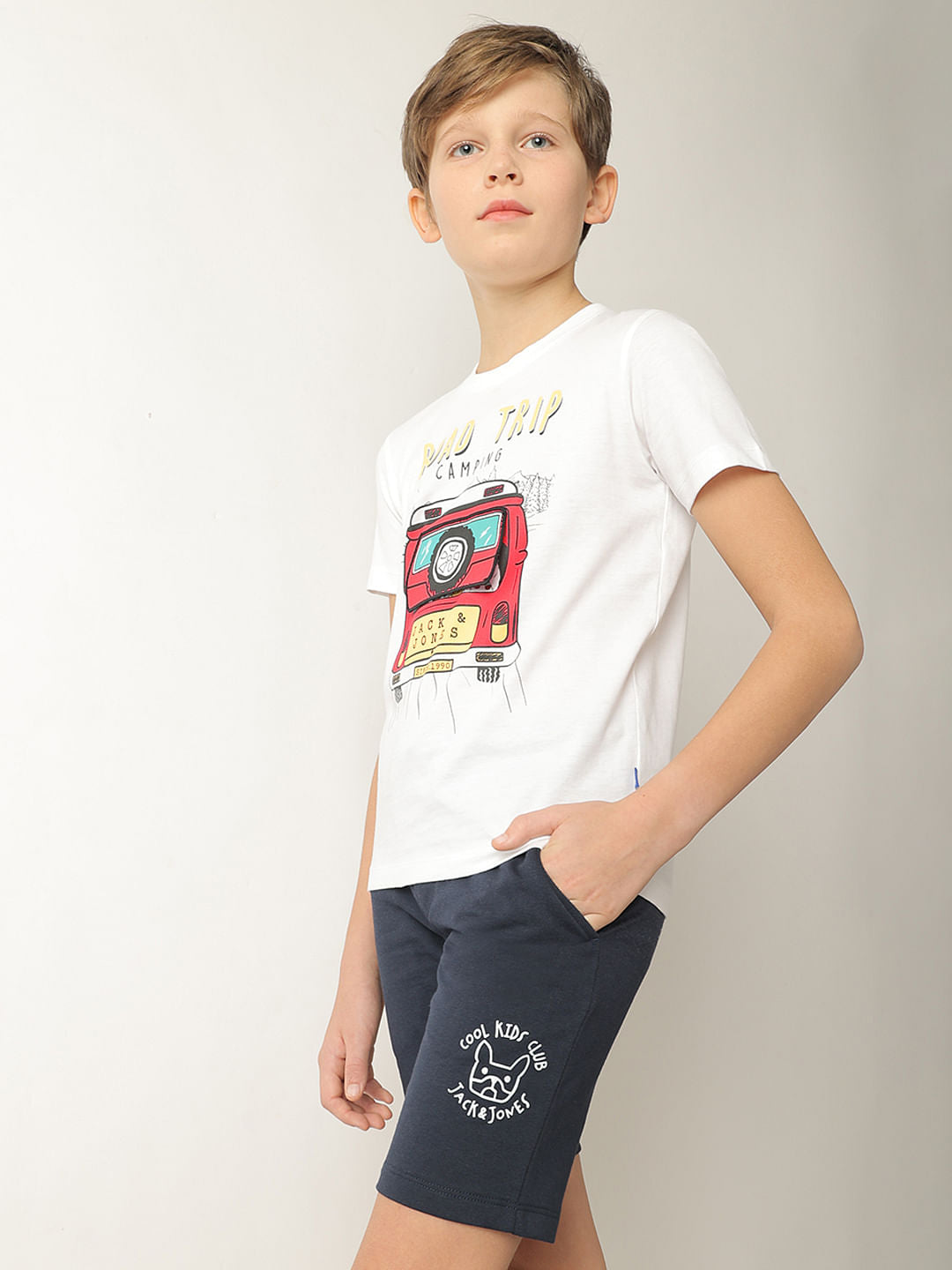Boys White Road Trip Print T-shirt