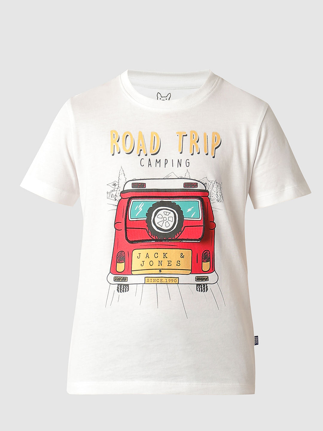 Boys White Road Trip Print T-shirt