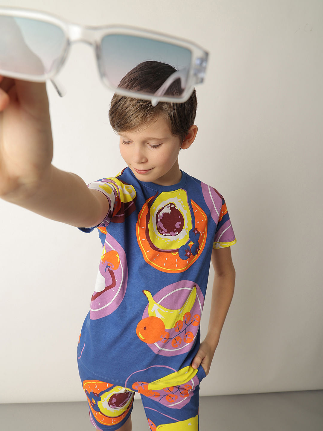 Boys Blue Fruit Print Co-ord Set T-shirt