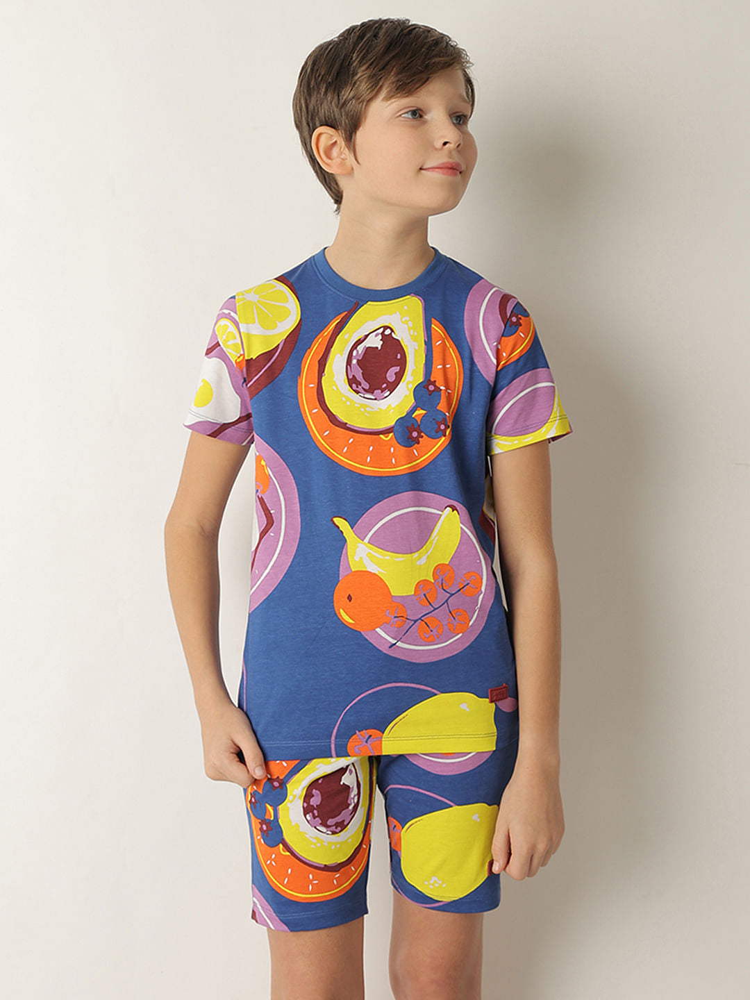 Boys Blue Fruit Print Co-ord Set T-shirt
