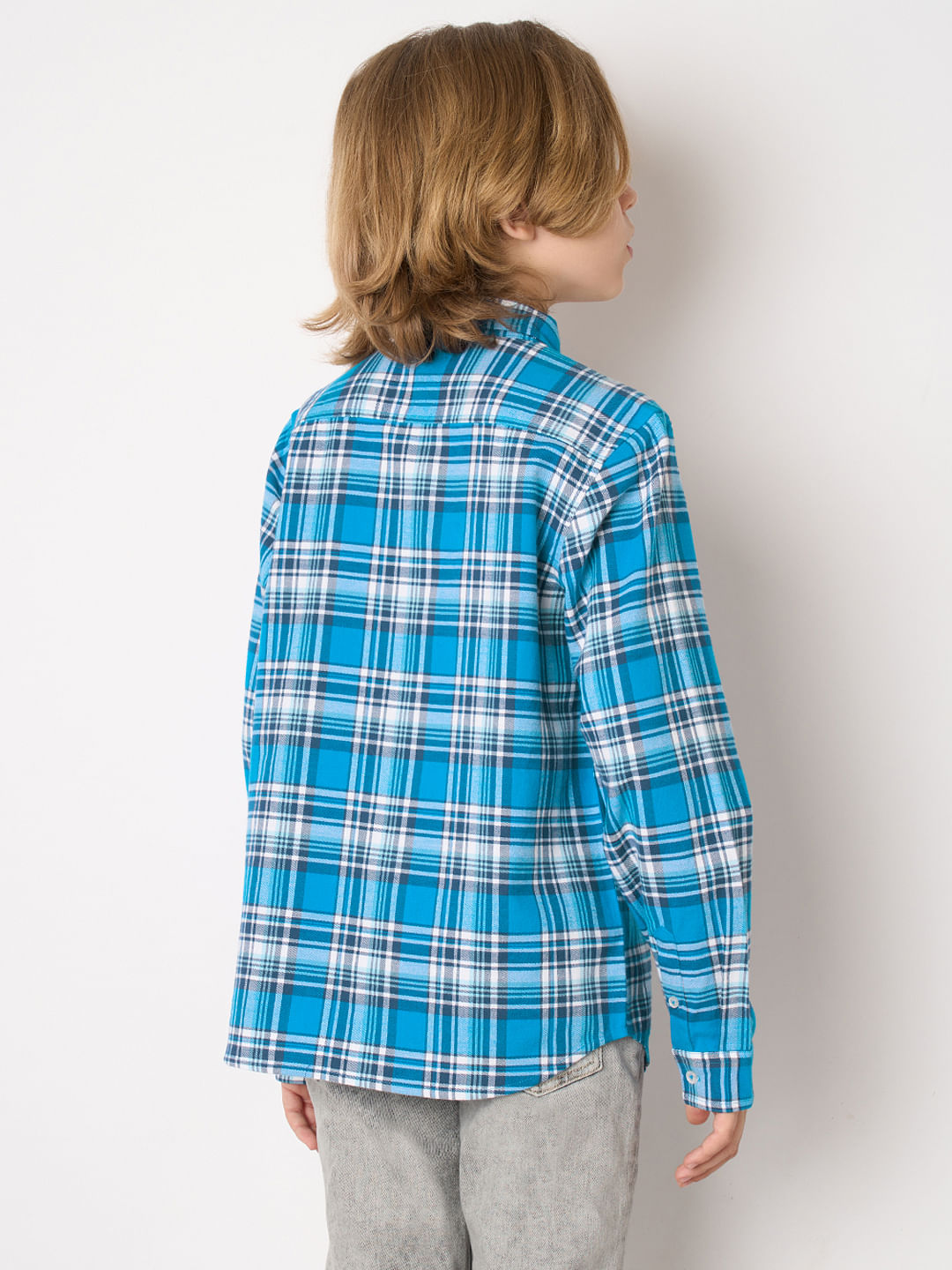 Boys Blue Check Full Sleeves Shirt