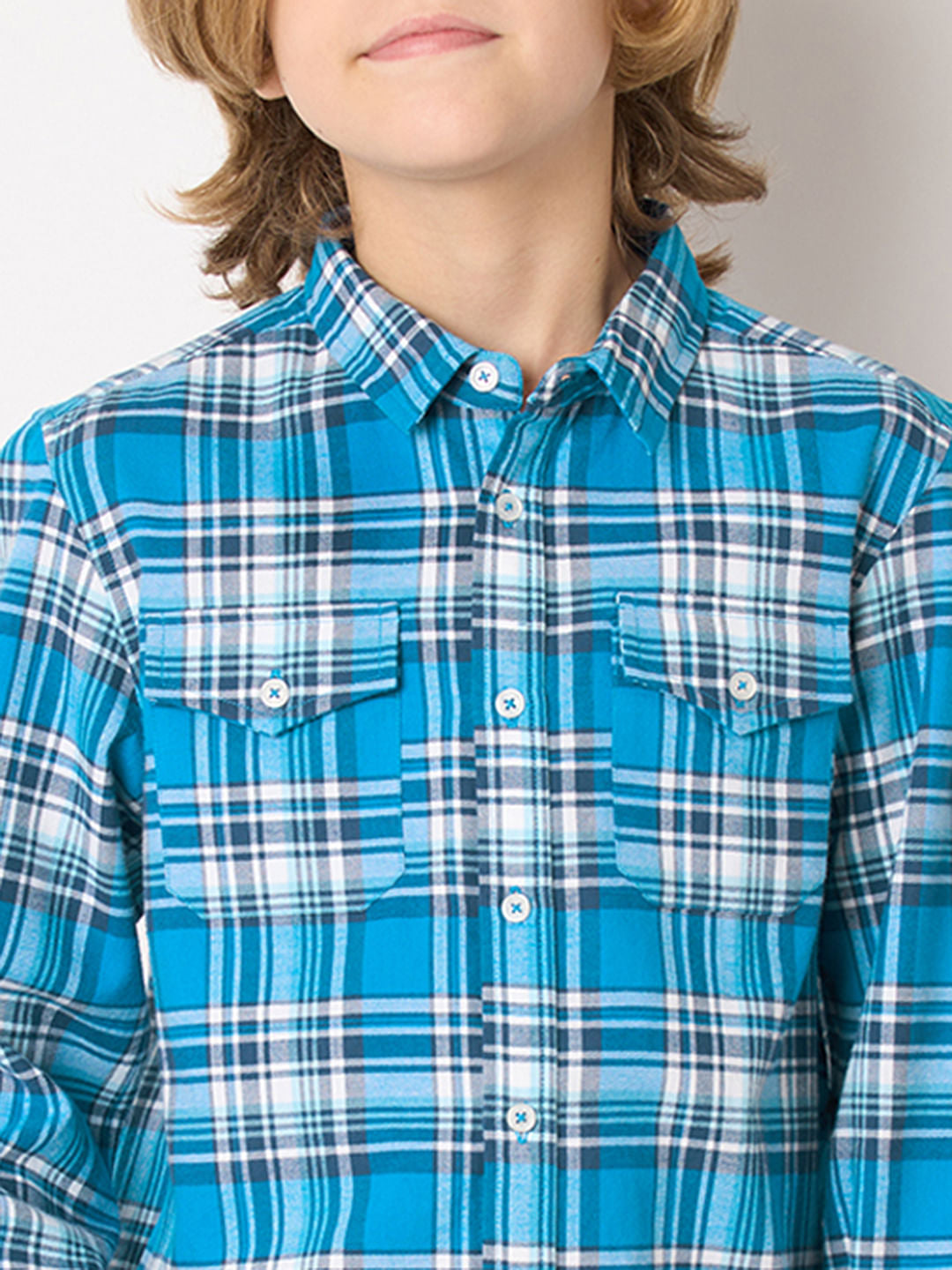 Boys Blue Check Full Sleeves Shirt