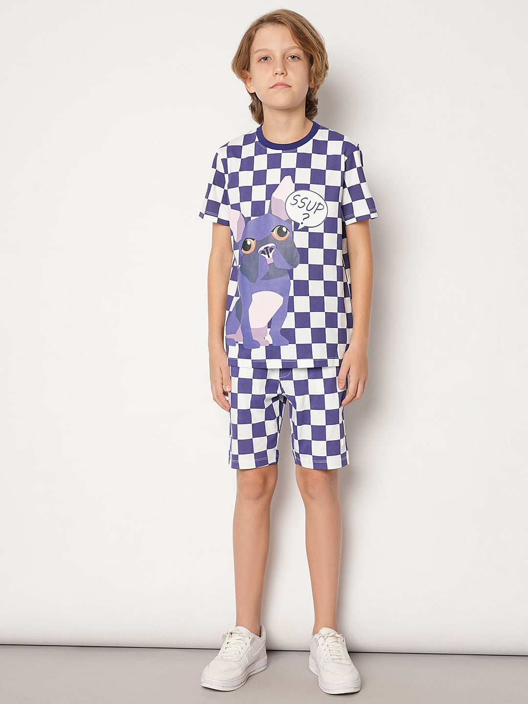 Boys Purple Dog Print Co-ord Set T-shirt