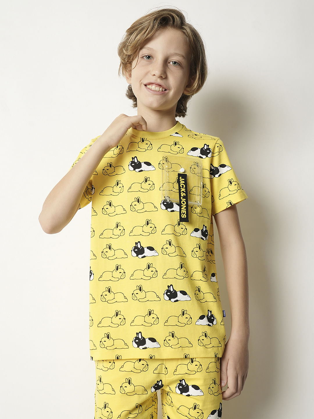 Boys Yellow Sleepy Doggo Co-ord Set T-shirt
