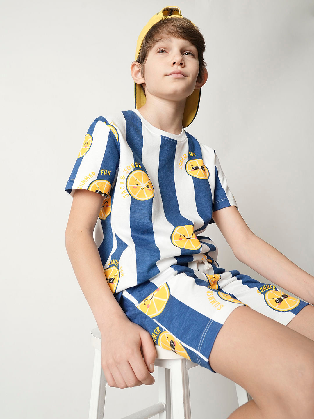 Boys Blue Smiley Print Co-ord Set T-shirt