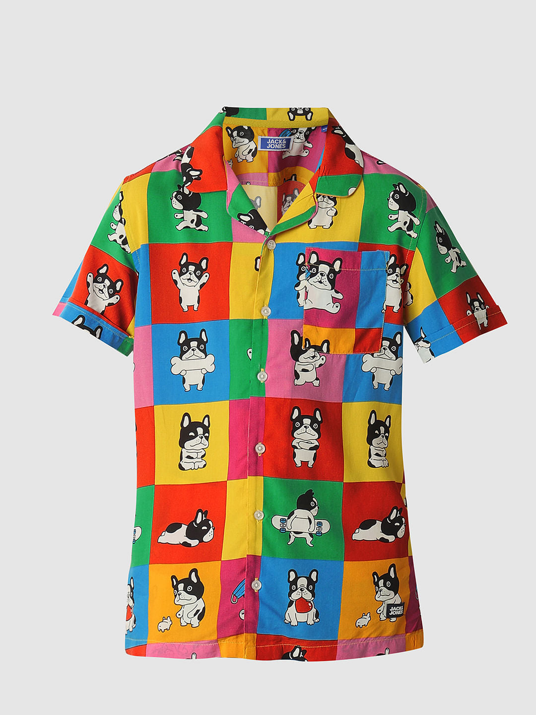 Boys Orange Colourblocked Co-ord Set Shirt