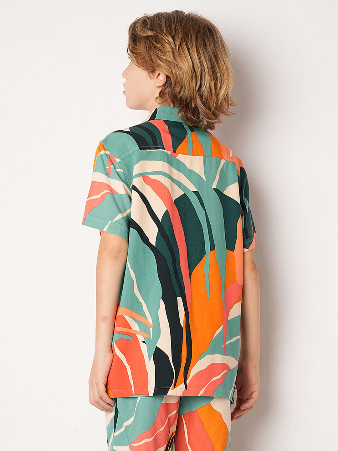 Green Tropical Print Co-ord Set Shirt
