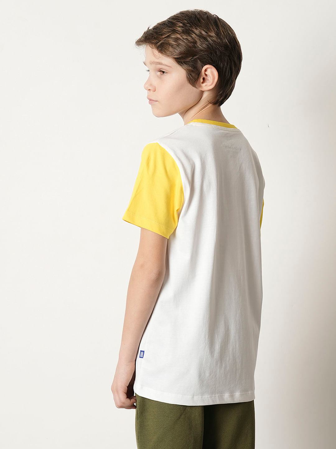 Boys White Colourblocked T-shirt
