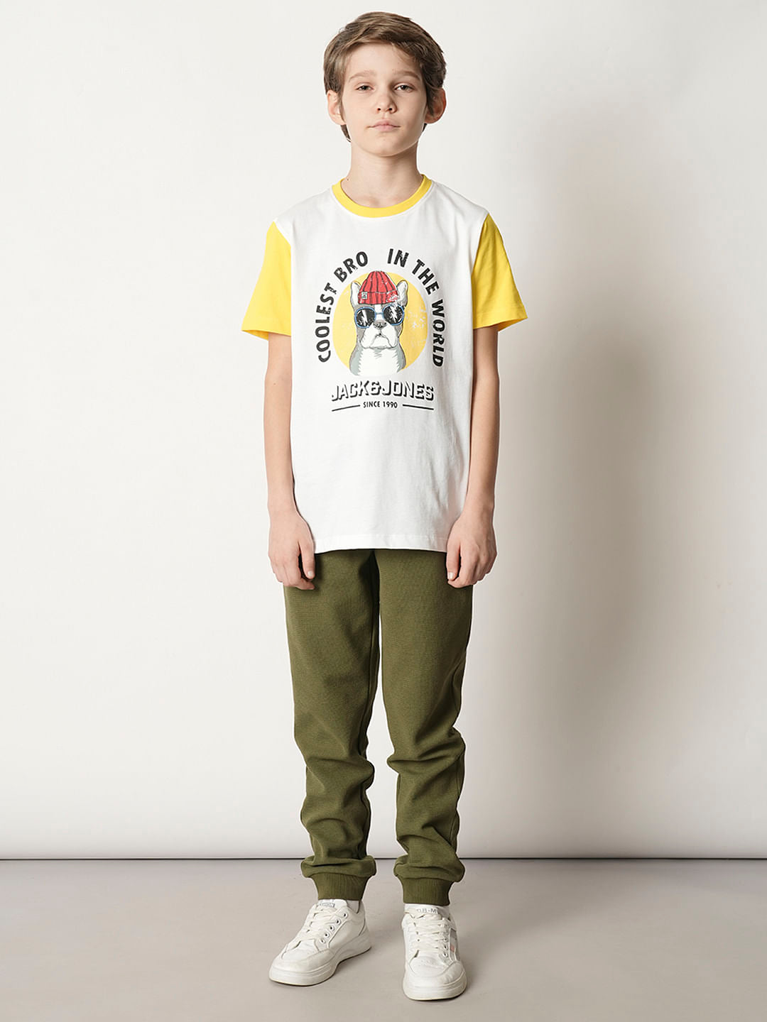 Boys White Colourblocked T-shirt