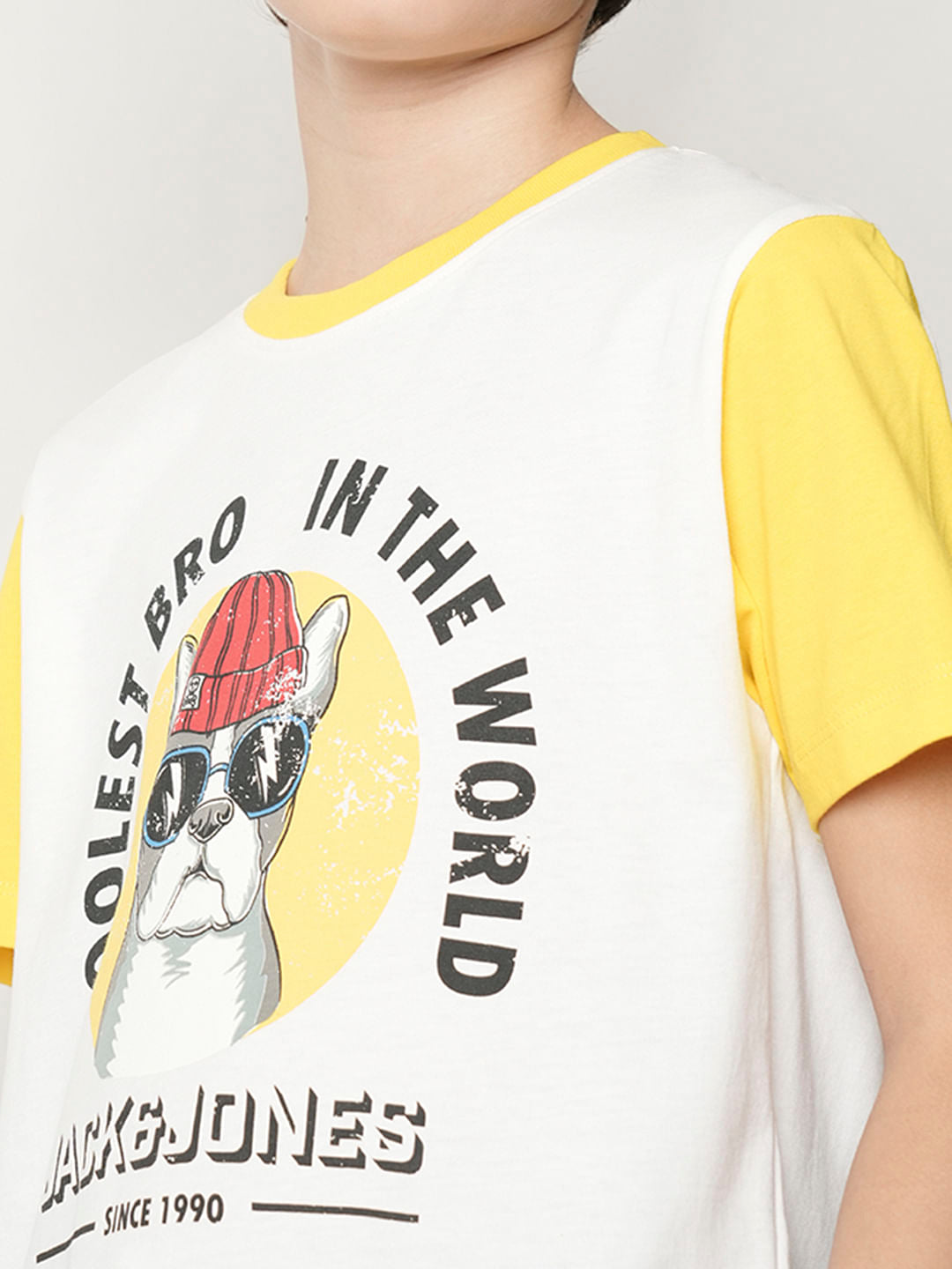 Boys White Colourblocked T-shirt