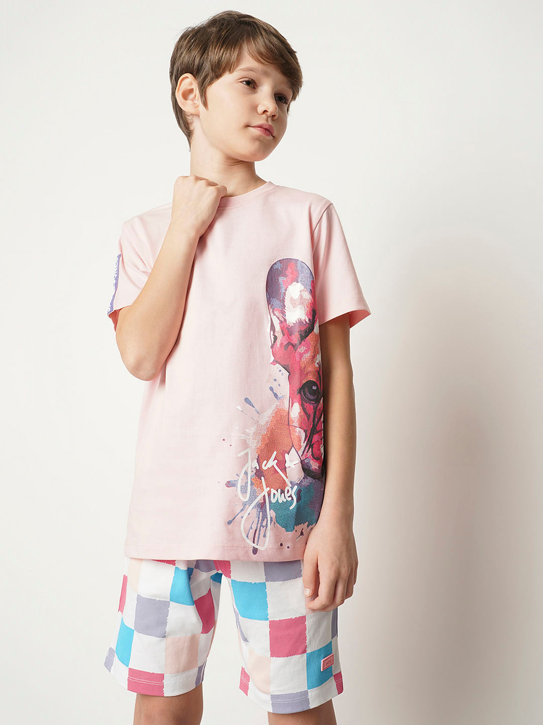 Boys Pink Large Doggo Print T-shirt