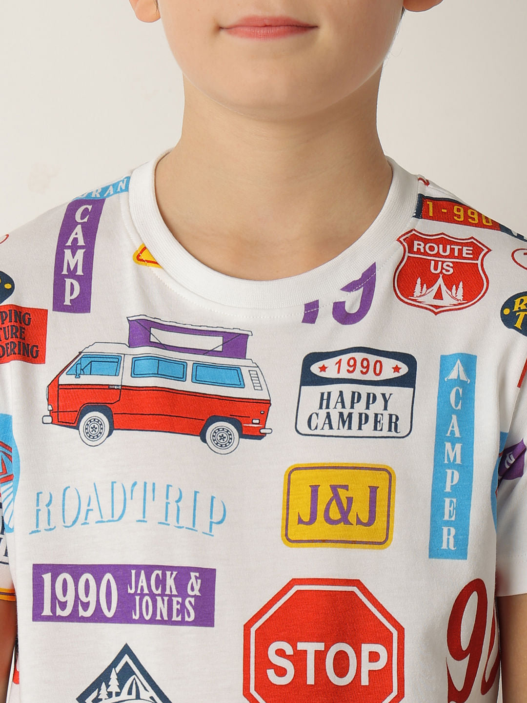 Boys White Sticker Print Co-ord Set T-shirt